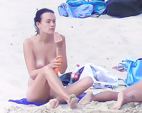 We were on the plage getting some sun and you know she couldn't resist sunning those beauties!