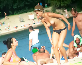 On the beach a group of lesbo women 2
