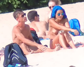 I have chance to follow this pretty teen naturist couple of days.