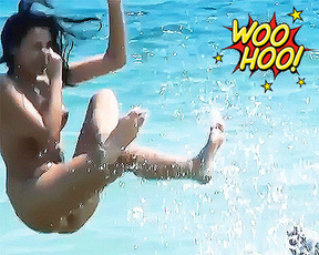Water jump young nudist