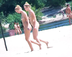 Two nacked girls at the beach