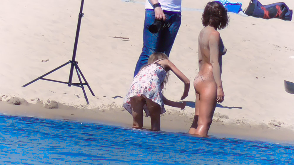 This is a great woman I see on a public beach - europe.