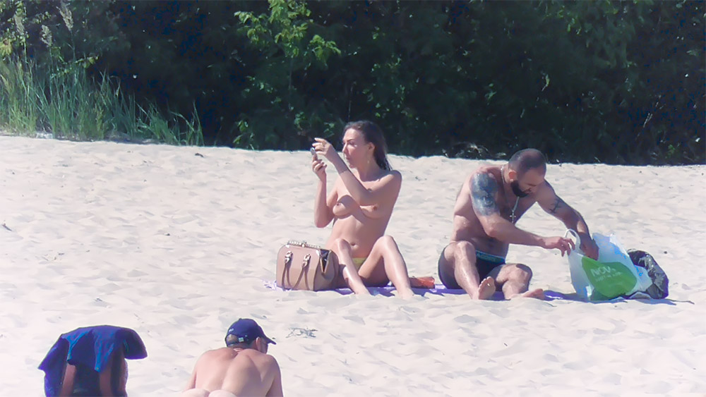 My darlin wife who I love to see nude on the plage. I enjoy watching those who see what I take home. 2