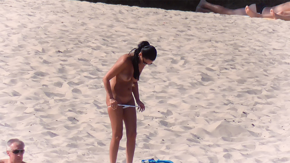 Just got the tiniest bikini top. Trying it on to see if I dare wear to sunbathe or to the strand.