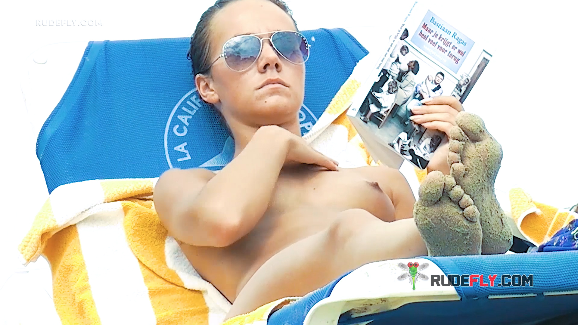 Blissful Relaxers Resting Relaxing Topless on Andalusian Coast Beach 3