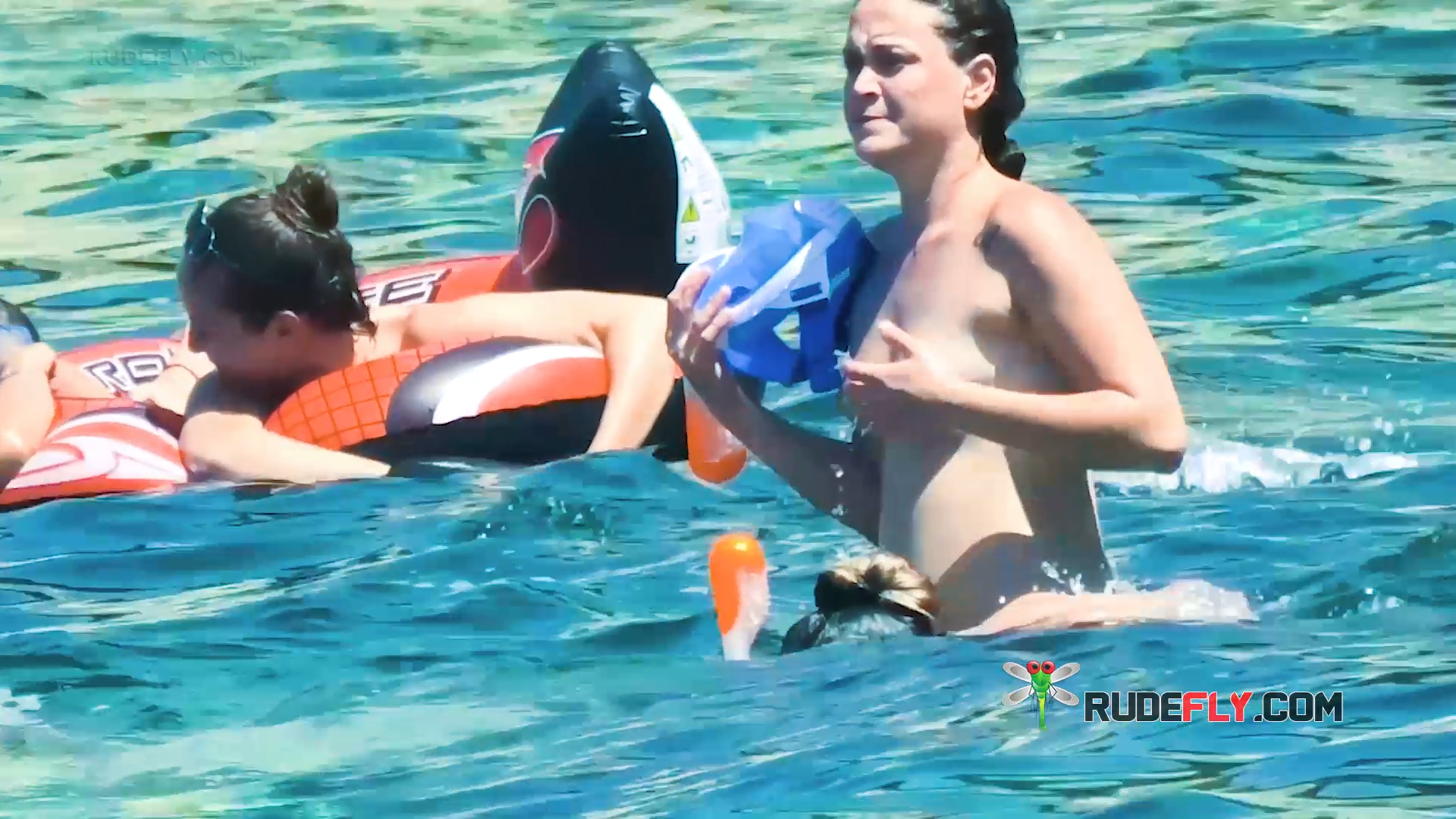 Calm Sunbathers Sunbathing Topless on Portuguese Shore Beach 4